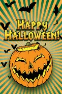 Jack o Lantern and Bats Halloween Card