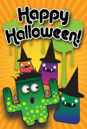 Happy Halloween Monster Witches Card
