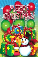 Monster Snowman Gifts Balloons Christmas Card