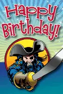 Pirate with Sword Birthday Card