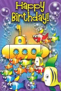 Submarine and Fish Birthday Card