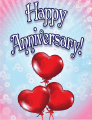 Three Heart Balloons Small Anniversary Card