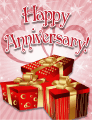 Three Red Gifts Small Anniversary Card