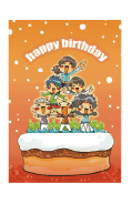 Birthday Card with Kids on a Cake