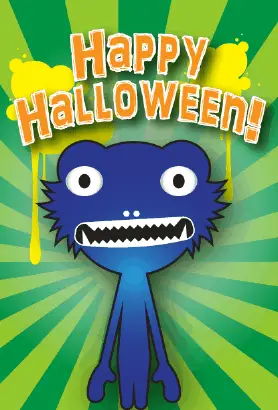 Blue Monster Halloween Monster Greeting Card