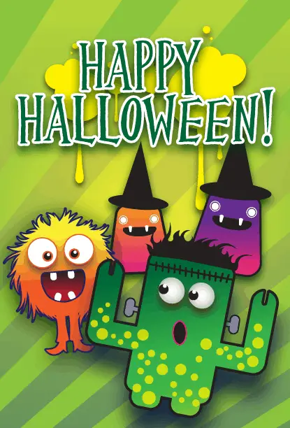Happy Halloween Monsters Card Greeting Card