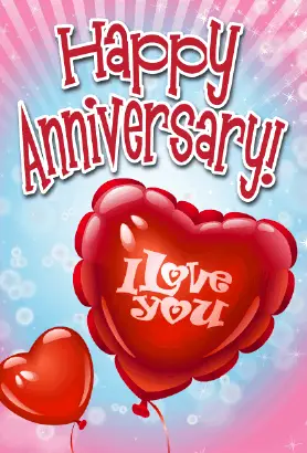 I Love You Heart Balloon Anniversary Card Greeting Card