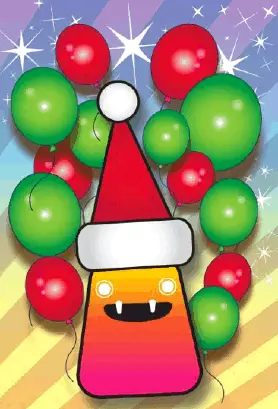 Monster and Balloons Christmas Card Greeting Card