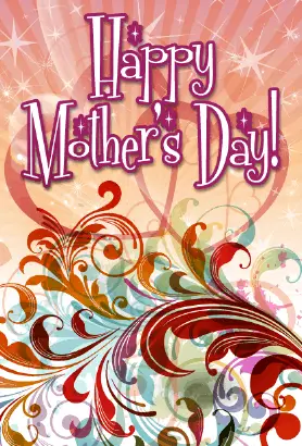 Red Swirls Mother's Day Card Greeting Card