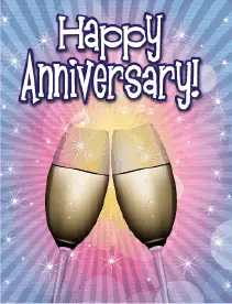 Two Champagne Flutes Small Anniversary Card Greeting Card