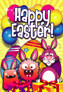 Bunnies Monsters Presents Easter Card