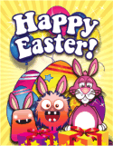 Bunnies Monsters Presents Small Easter Card