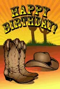 Cowboy Hat and Boots Birthday Card