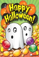 Ghosts Balloons Candy Halloween Card