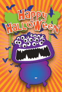 Purple Halloween Monster Card