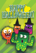 Happy Halloween Monsters Card