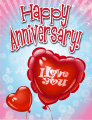 I Love You Heart Balloon Small Anniversary Card
