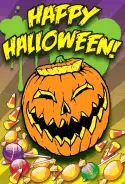 Jack-o-Lantern with Candy Halloween Card