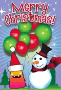Monster Snowman Balloons Christmas Card