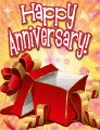 Red Gift Box Opened Small Anniversary Card