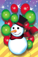 Snowman and Balloons Christmas Card