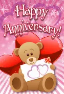 Teddy Bear with Hearts Anniversary Card