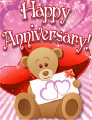 Teddy Bear with Hearts Small Anniversary Card