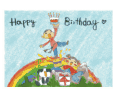 Birthday Card with Boy and Girl on a Rainbow (small)