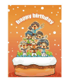 Birthday Card with Kids on a Cake (small)