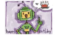 Birthday Card with Robot and Cake