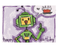 Birthday Card with Robot and Cake (small)