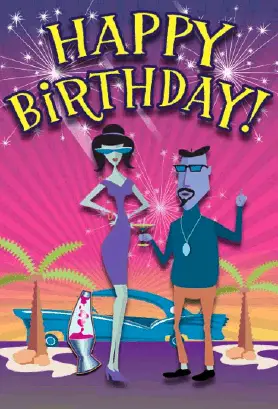 60's Beatniks Birthday Card Greeting Card