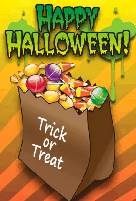 Bag of Candy Halloween Card Greeting Card