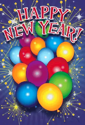 Balloons New Years Card Greeting Card