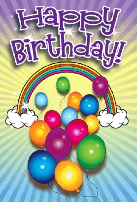 Balloons and Rainbow Birthday Card Greeting Card