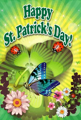 Butterfly and Bugs St Patrick's Day Card Greeting Card