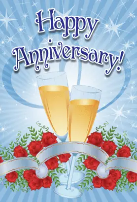 Champagne and Roses Anniversary Card Greeting Card