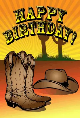 Cowboy Hat and Boots Birthday Card Greeting Card