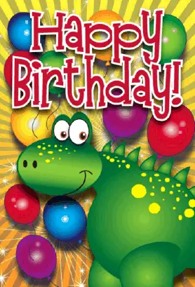 Dinosaur and Balloons Birthday Card Greeting Card