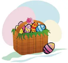 Easter Card with Basket of Eggs Greeting Card