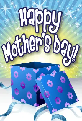 Flowered Blue Box Mother's Day Card Greeting Card