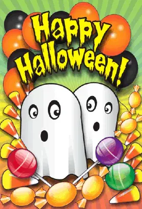 Ghosts Balloons Candy Halloween Card Greeting Card