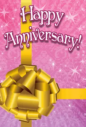 Gold Ribbon Anniversary Card Greeting Card