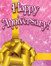 Gold Ribbon Small Anniversary Card Greeting Card