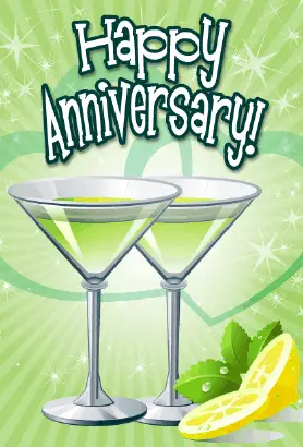 Green Cocktails Anniversary Card Greeting Card