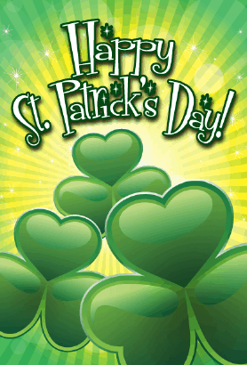 Green Hearts St Patrick's Day Card Greeting Card