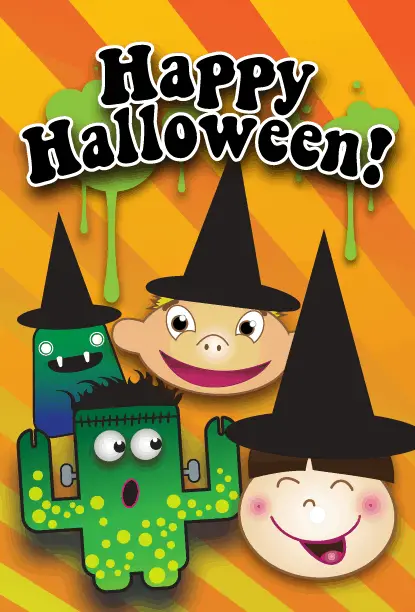 Witches and Monsters Halloween Card Greeting Card