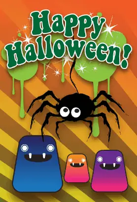 Spider and Monster Halloween Card Greeting Card