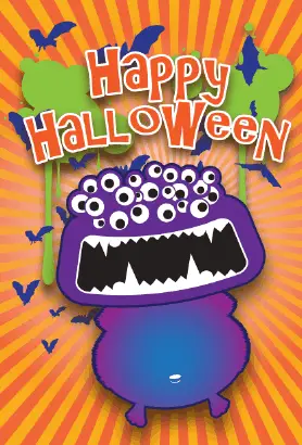 Purple Halloween Monster Card Greeting Card