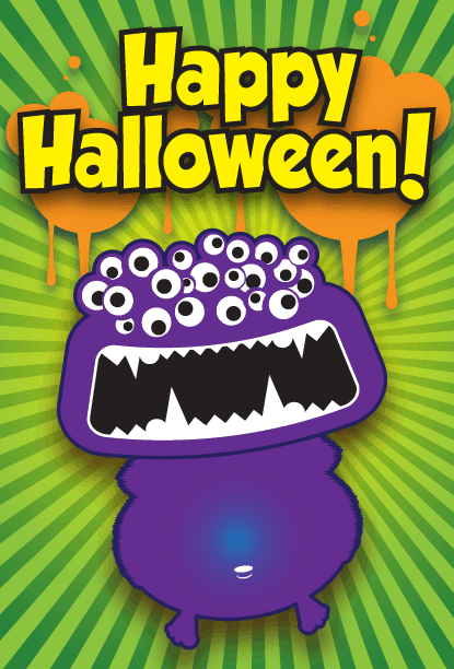Monster Eyeball Halloween Card Greeting Card